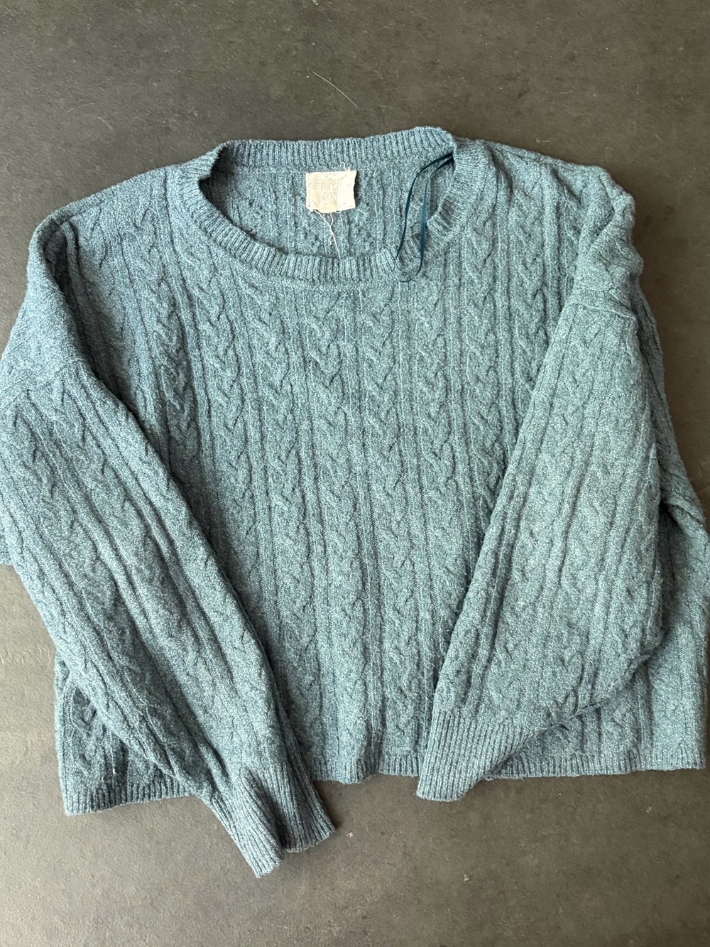 Sea green cable knit sweater